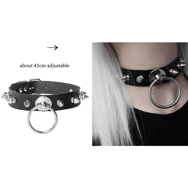 Black Punk Leather Chokers