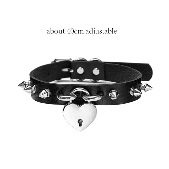 Black Punk Leather Chokers