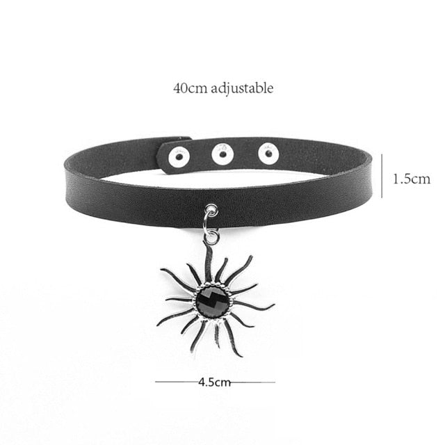 Black Punk Leather Chokers