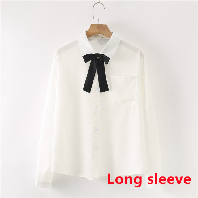 Button-Up Shirt with Bow