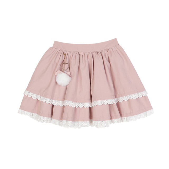 Off Shoulder Cropped Ribbon Sweatshirt & Tiered Fluff Ball Skirt