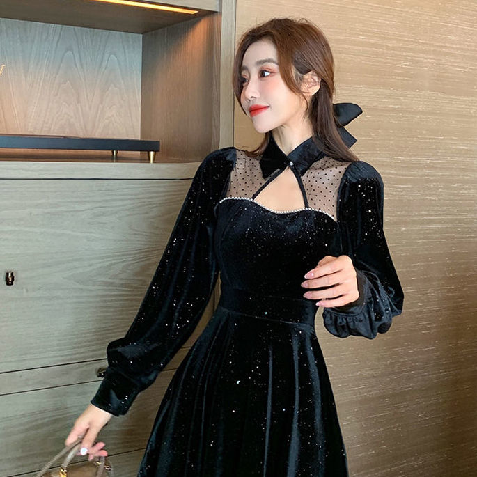 Long Sleeve Cutout Sparkle Dress