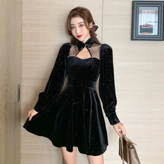 Long Sleeve Cutout Sparkle Dress