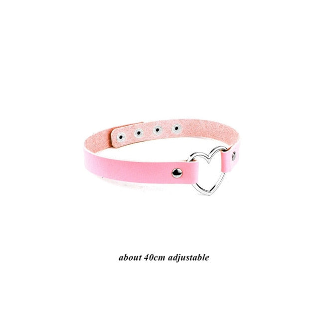 Pink Punk Leather Chokers