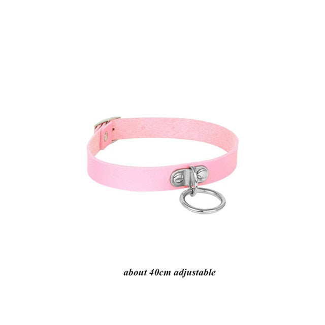 Pink Punk Leather Chokers