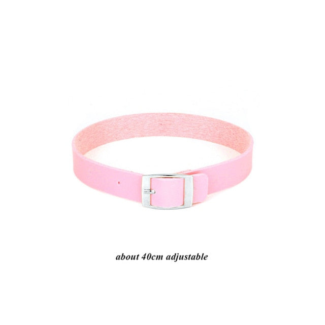 Pink Punk Leather Chokers