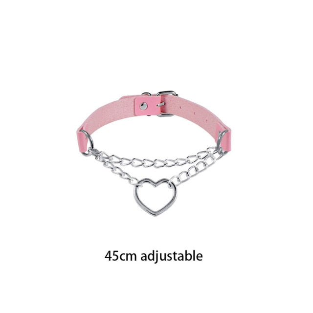 Pink Punk Leather Chokers