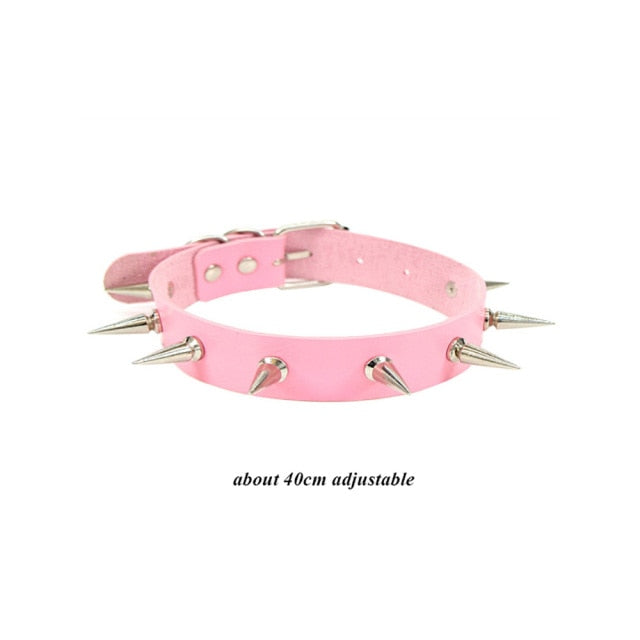 Pink Punk Leather Chokers