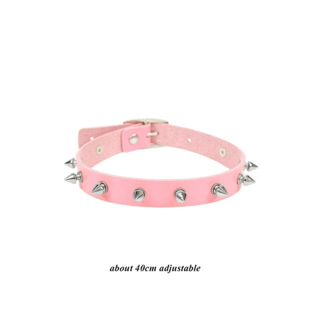 Pink Punk Leather Chokers