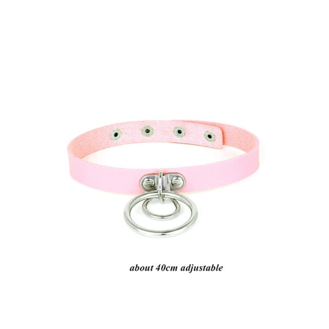 Pink Punk Leather Chokers