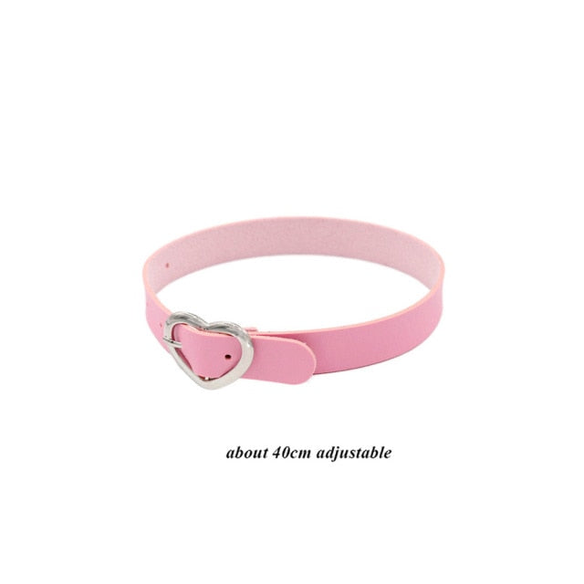 Pink Punk Leather Chokers