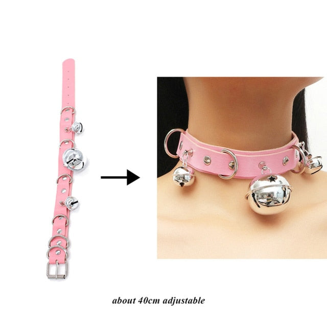 Pink Punk Leather Chokers