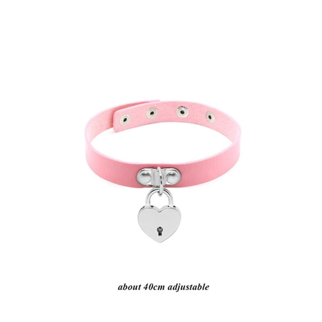 Pink Punk Leather Chokers