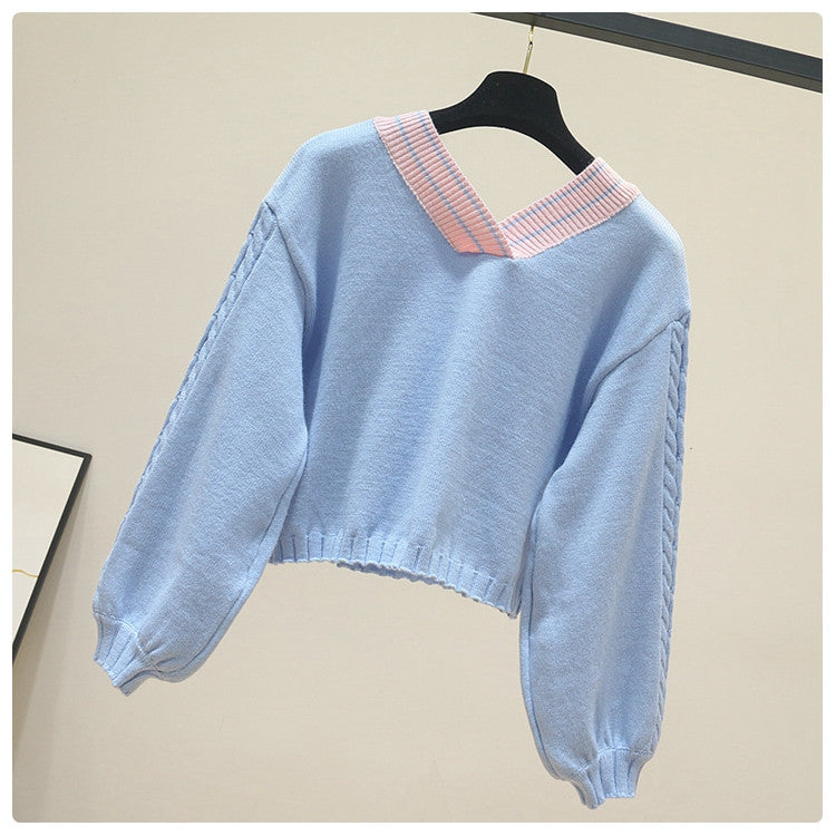 Kawaii Pullover Cropped Knitted Sweater