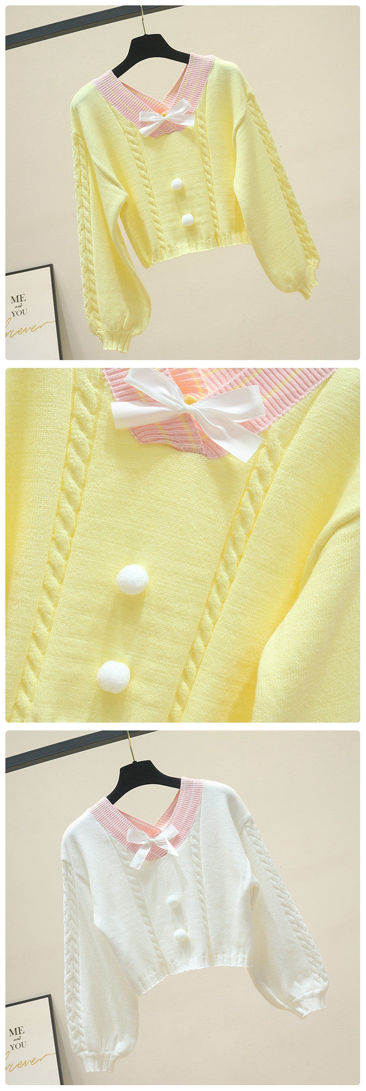 Kawaii Pullover Cropped Knitted Sweater