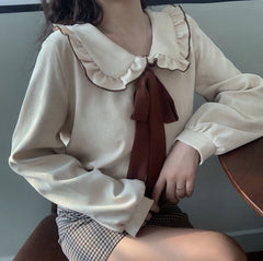 Elegant Peter Pan Bow Collar Blouse