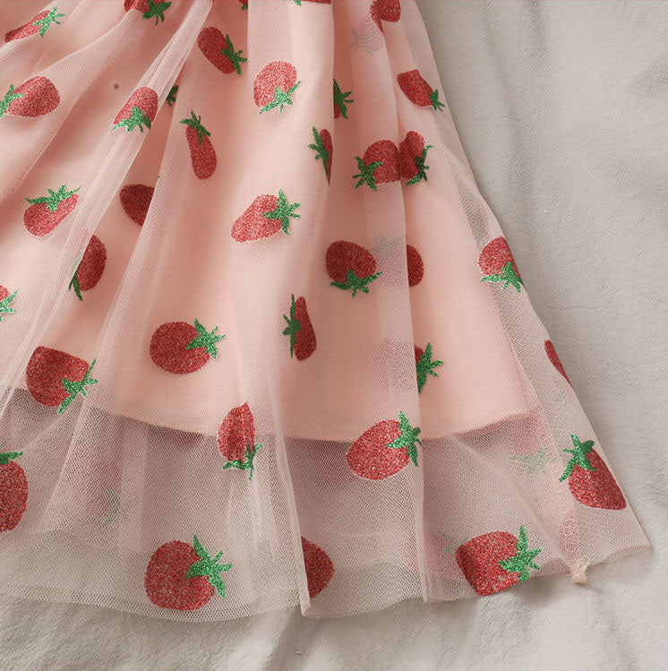 Shirred Sweet Strawberry Dress