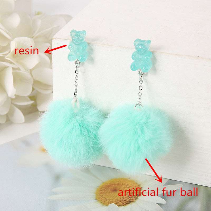 Bear Pompom Earrings