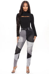 All Fixed Up Patchwork Skinny Jeans - Black/combo