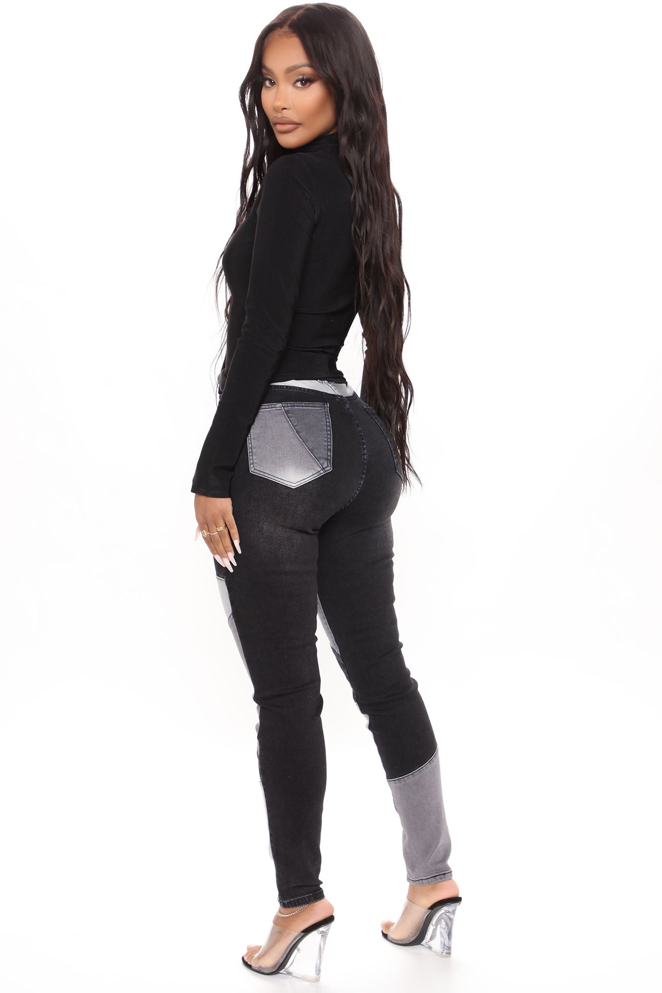 All Fixed Up Patchwork Skinny Jeans - Black/combo