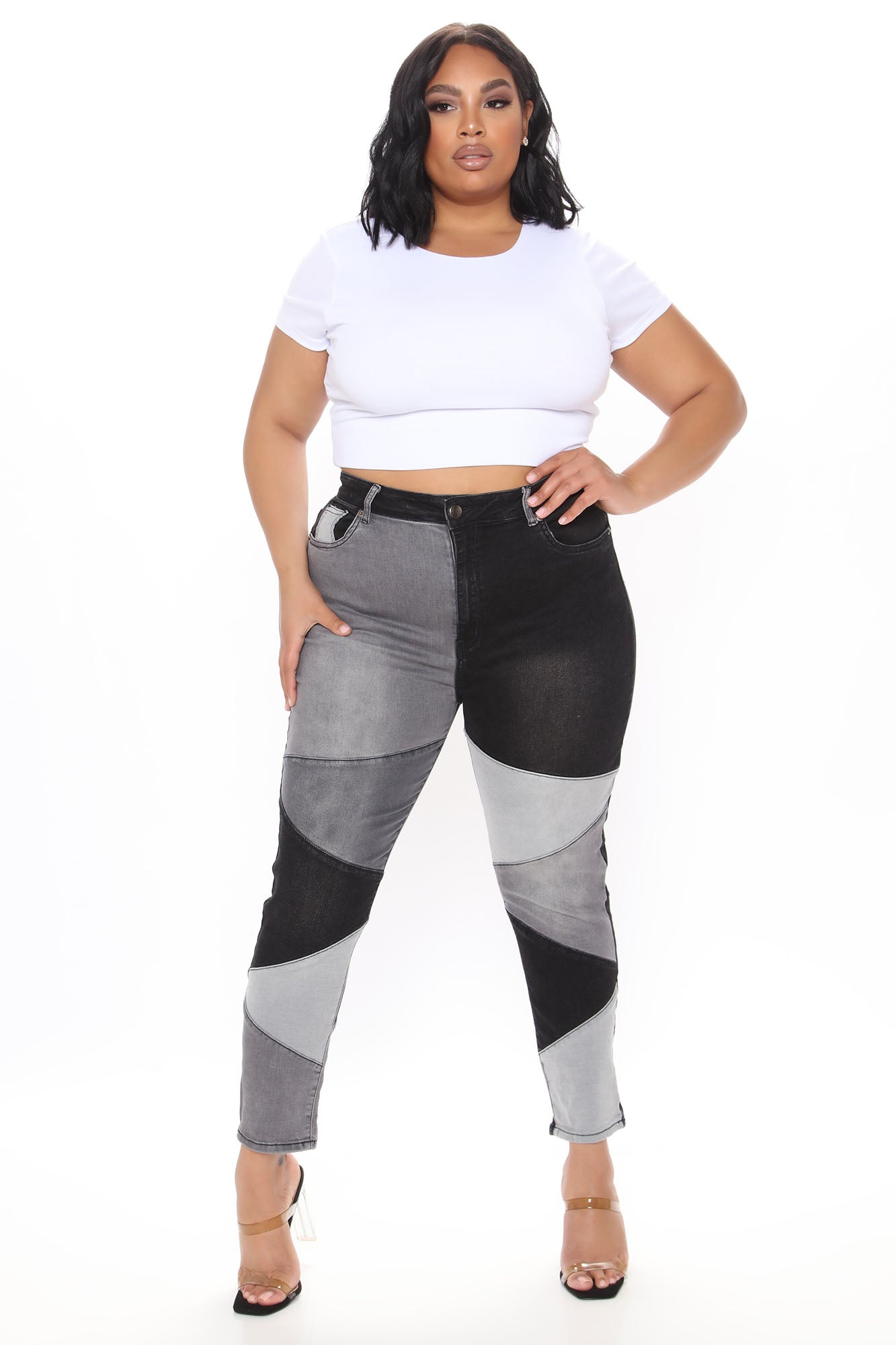 All Fixed Up Patchwork Skinny Jeans - Black/combo