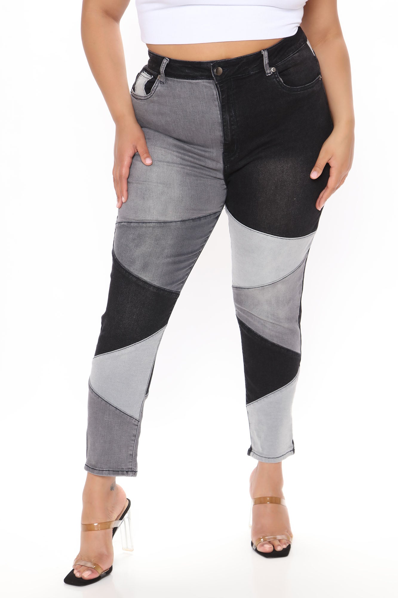 All Fixed Up Patchwork Skinny Jeans - Black/combo