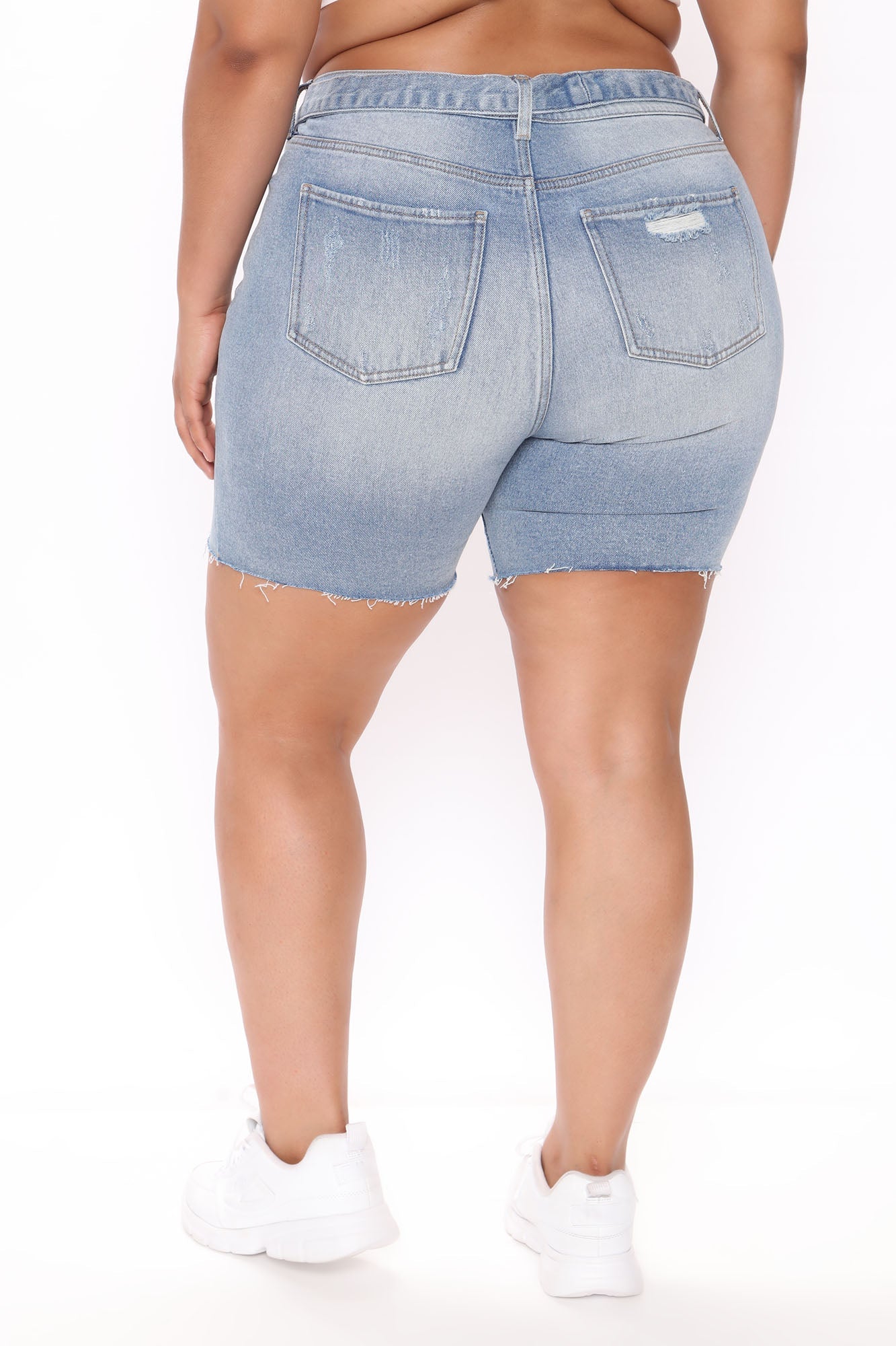 A Vision In Blue Belted Denim Bermudas - Light Blue Wash
