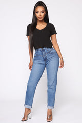 Affair Of The Heart Mom Jeans - Medium Blue Wash