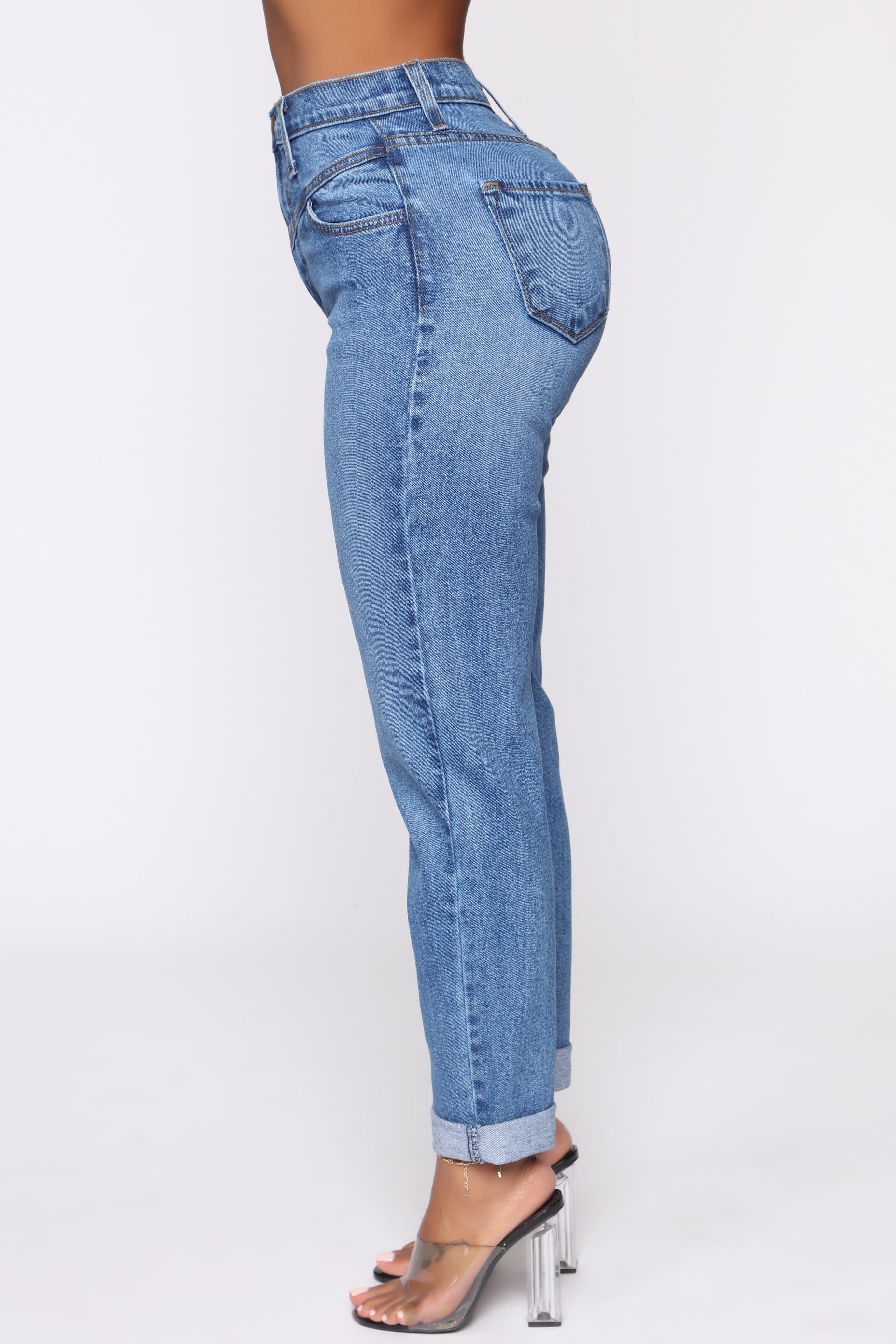 Affair Of The Heart Mom Jeans - Medium Blue Wash