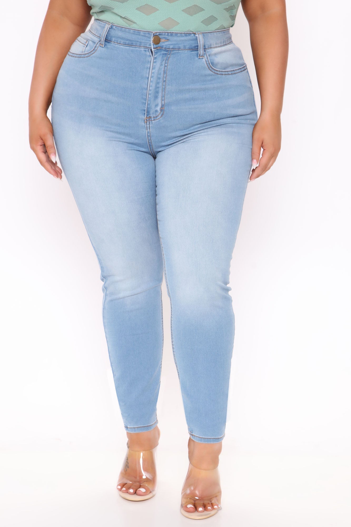 Alexa High Rise Skinny Jeans - Light Blue Wash
