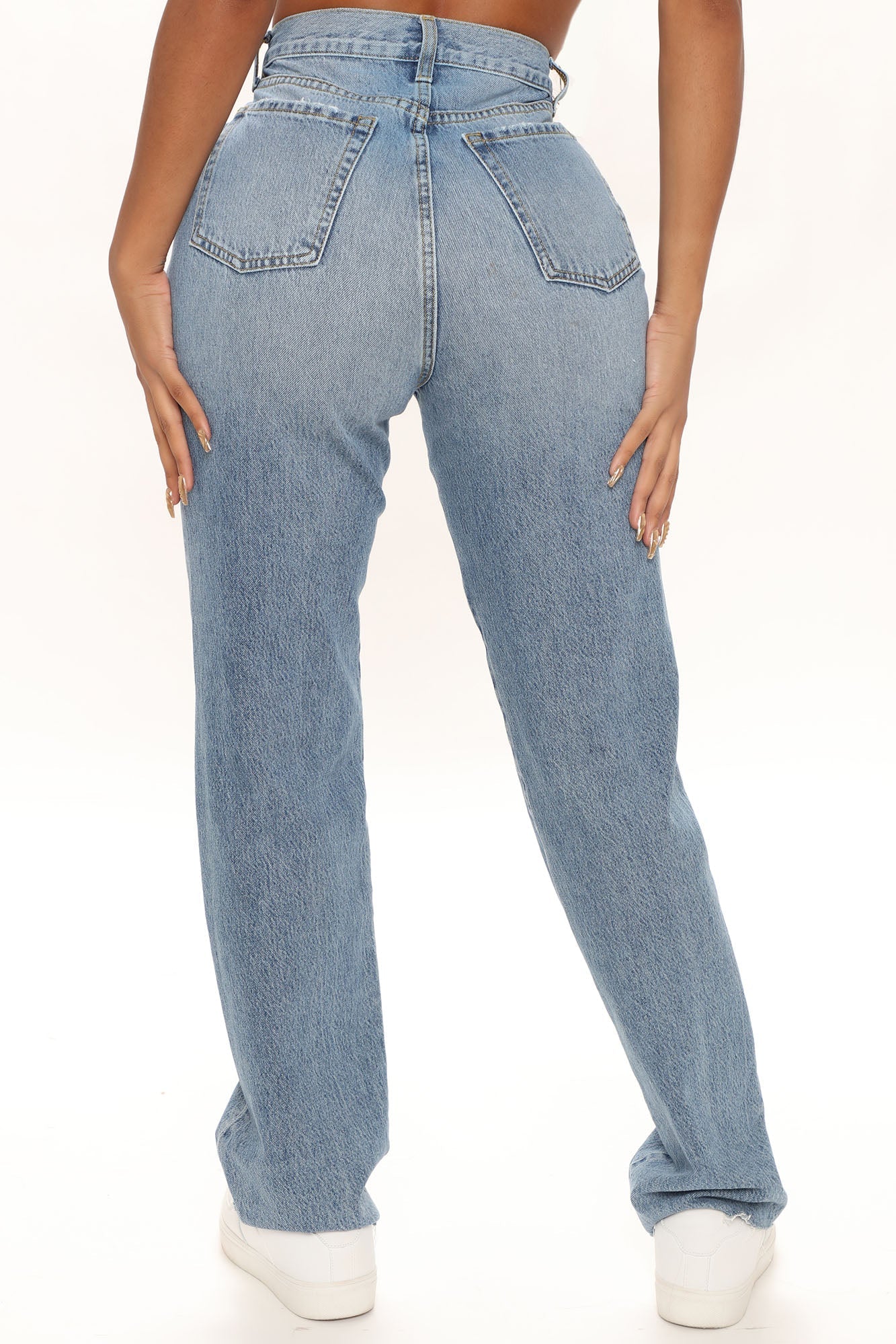 90's Babe Straight Leg Jeans  - Medium Blue Wash
