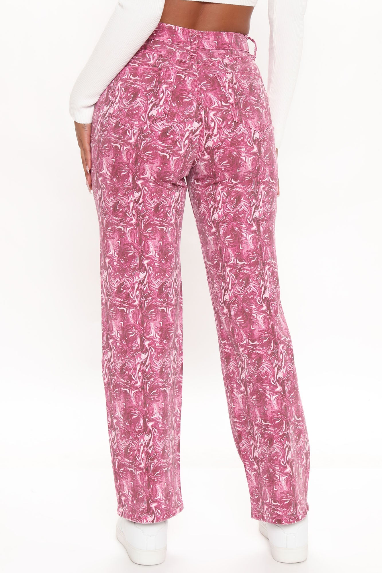 All In The Swirl Straight Leg Jeans - Pink