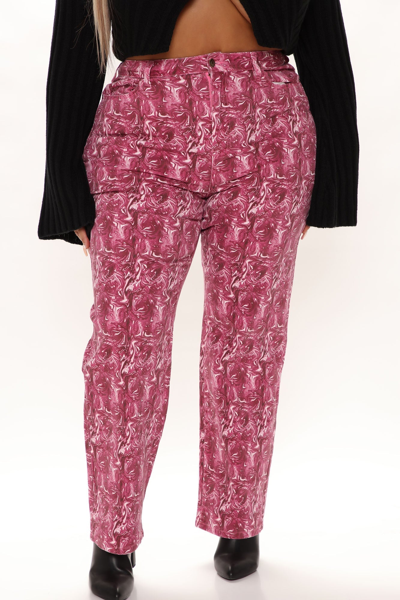 All In The Swirl Straight Leg Jeans - Pink