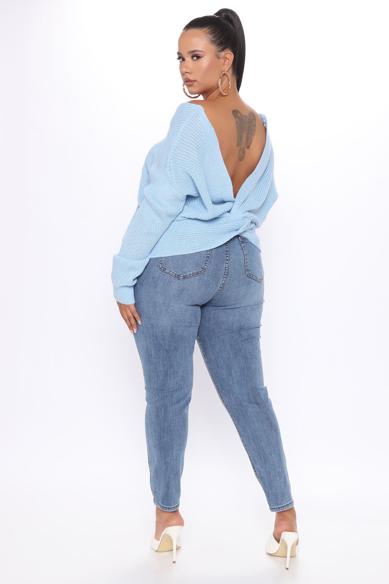 Jean skinny taille très haute Adelaide - Délavage bleu moyen