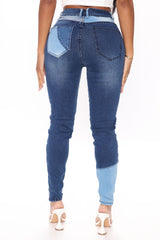 All Fixed Up Patchwork Skinny Jeans - Blue/combo