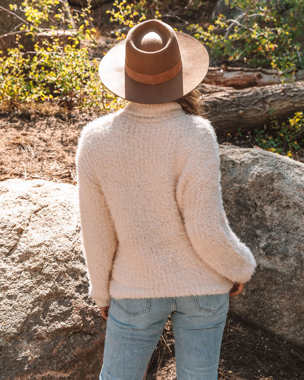 Above All Fuzzy Turtleneck Knit Sweater - Cream - FINAL SALE