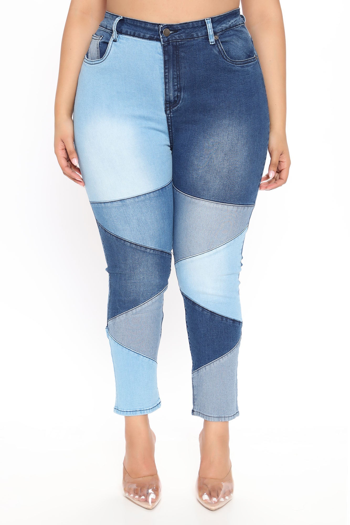 All Fixed Up Patchwork Skinny Jeans - Blue/combo