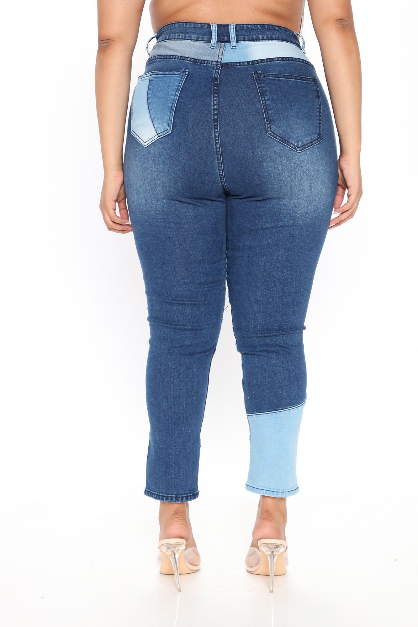 All Fixed Up Patchwork Skinny Jeans - Blue/combo