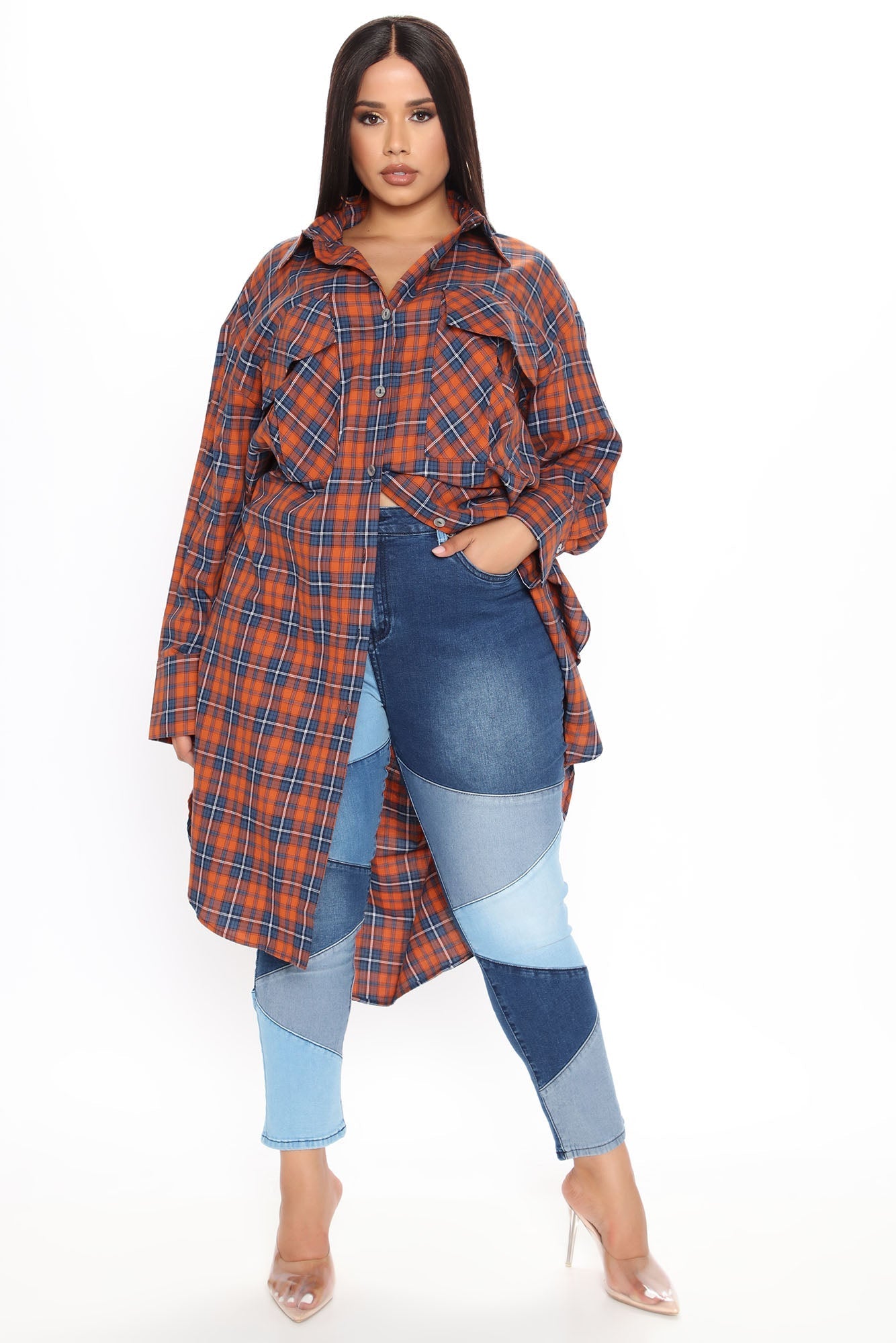 All Fixed Up Patchwork Skinny Jeans - Blue/combo