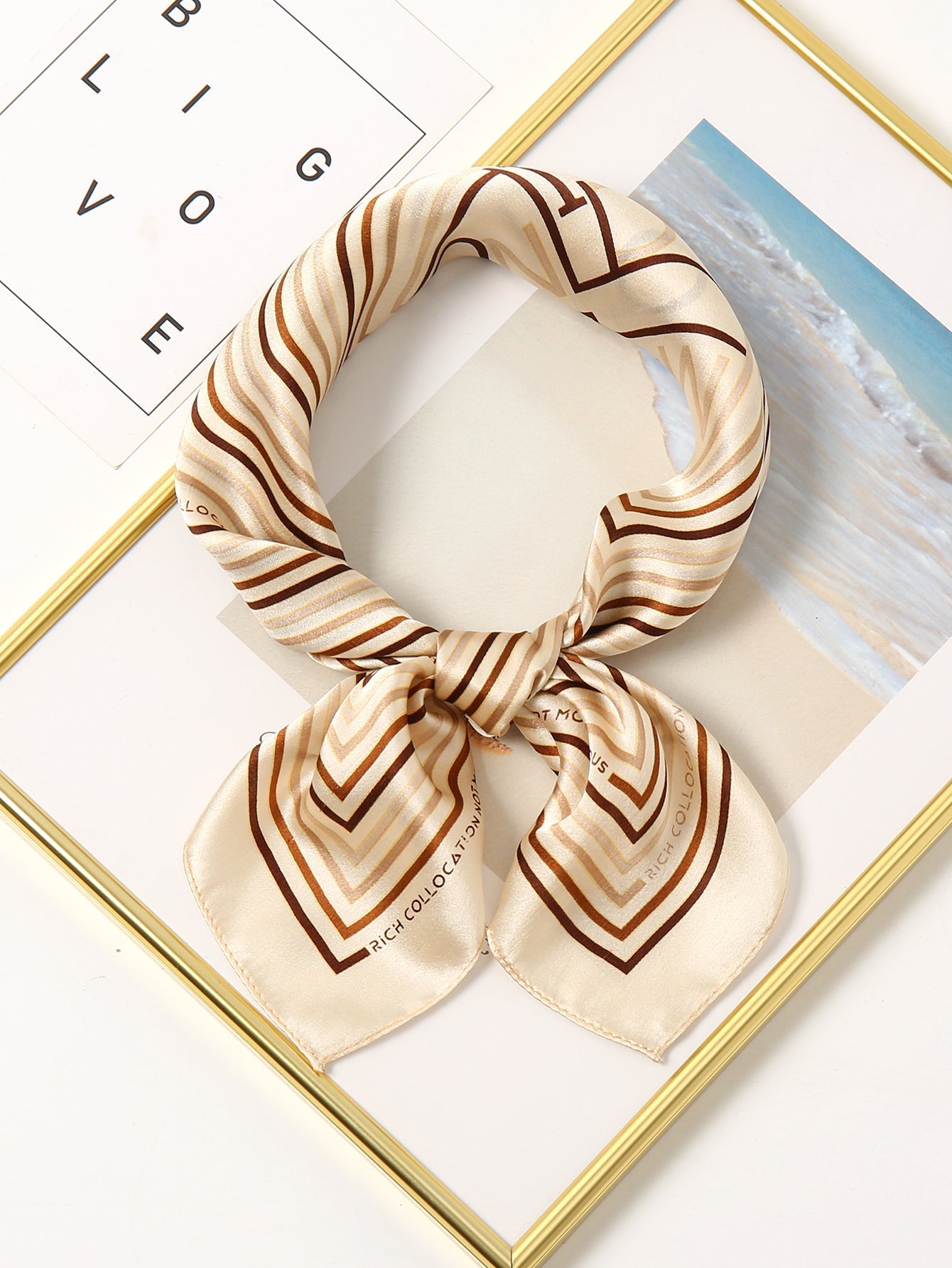 100% silk print color-blocking geometric heart pattern scarf Sai Feel