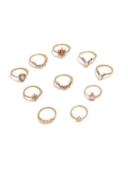 10pcs Opal Style Crown Ring Set Sai Feel