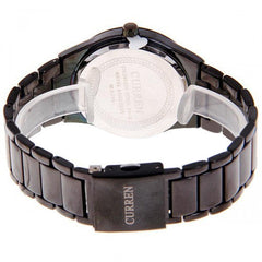 Black Stainless Steel Watch (White 4.3cm Dial)