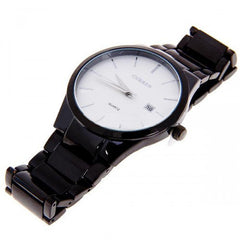 Black Stainless Steel Watch (White 4.3cm Dial)