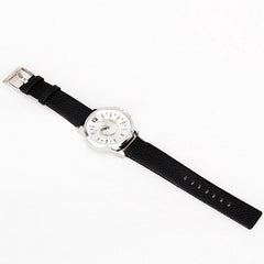 Watch with Leather Band (White 4.8cm Dial)