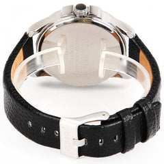 Watch with Leather Band (White 4.8cm Dial)