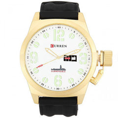 Golden Watch with Silicone Band (White 5.7cm Dial)