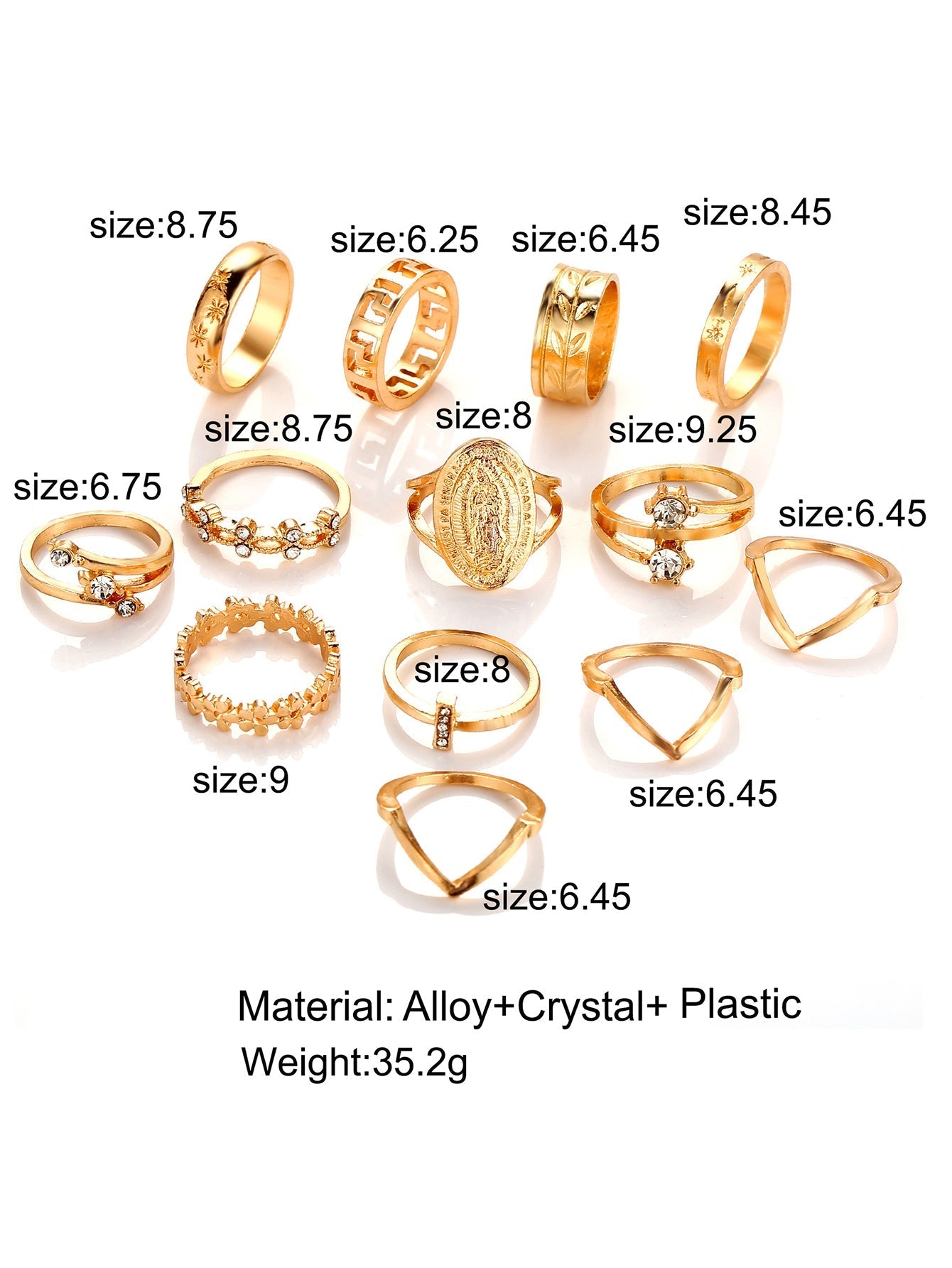 13pcs Geometry Ring Set Sai Feel