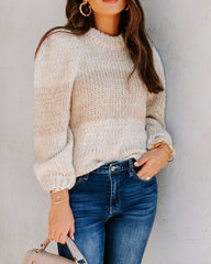 Alana Two-Tone Knit Sweater - Taupe - FINAL SALE