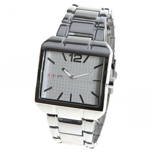 Watch with Stainless Steel Band (White 4cm Dial)