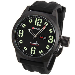 Montre avec bracelet en silicone (cadran noir 5 cm)